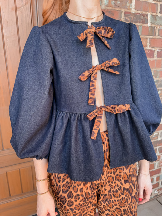 Denim Bow Top