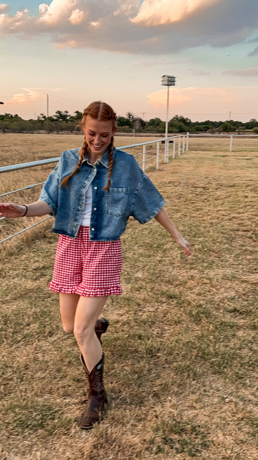 Raspberry Gingham Shorts